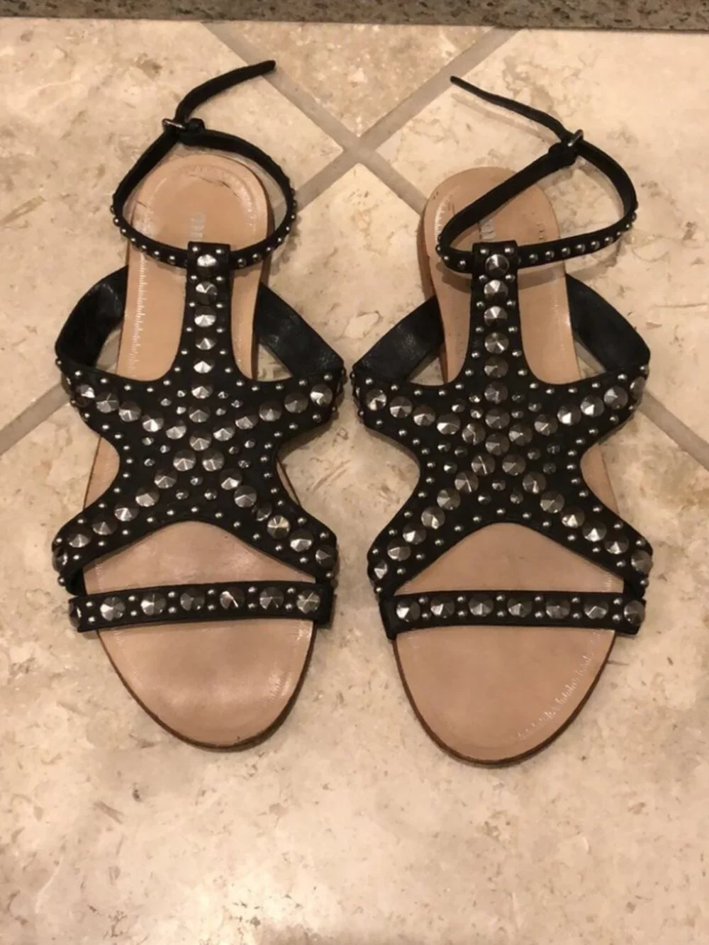 Vintage Miu Miu strappy studded cutout starfish leather flat gladiator sandal